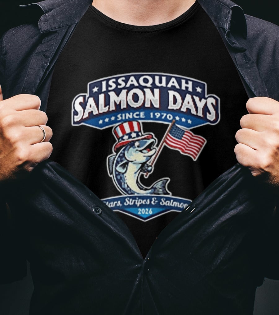 Issaquah Salmon Days 2026 Stars Stripes & Salmon Since 1970 Event T-Shirt