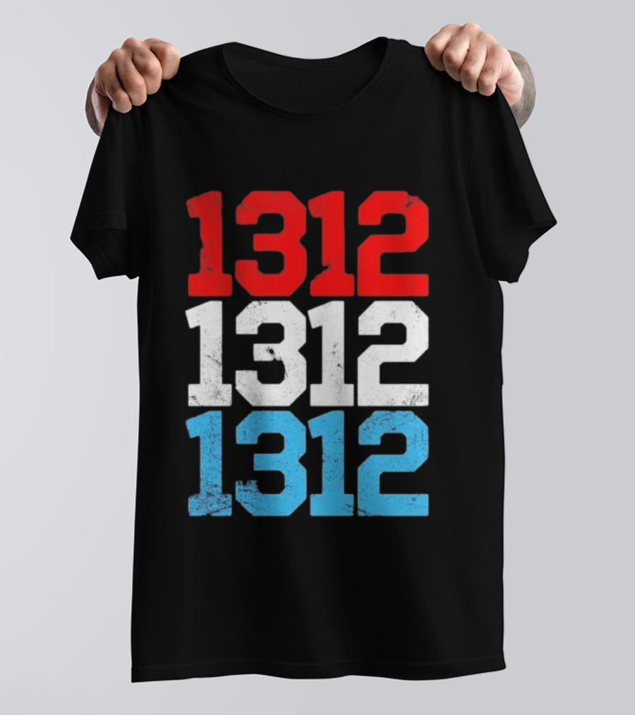 1312 ACAB Distressed Protest Red White Blue Stacked T-Shirt