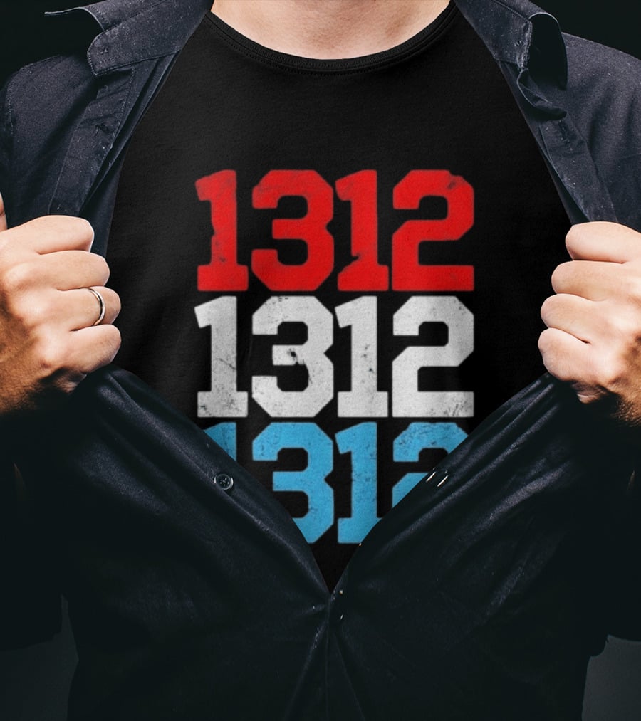 1312 ACAB Distressed Protest Red White Blue Stacked T-Shirt