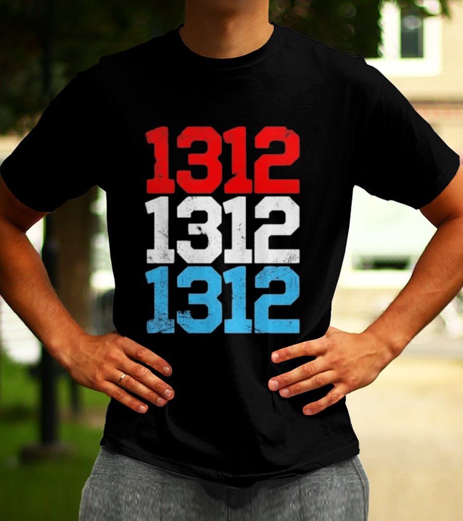 1312 ACAB Distressed Protest Red White Blue Stacked T-Shirt