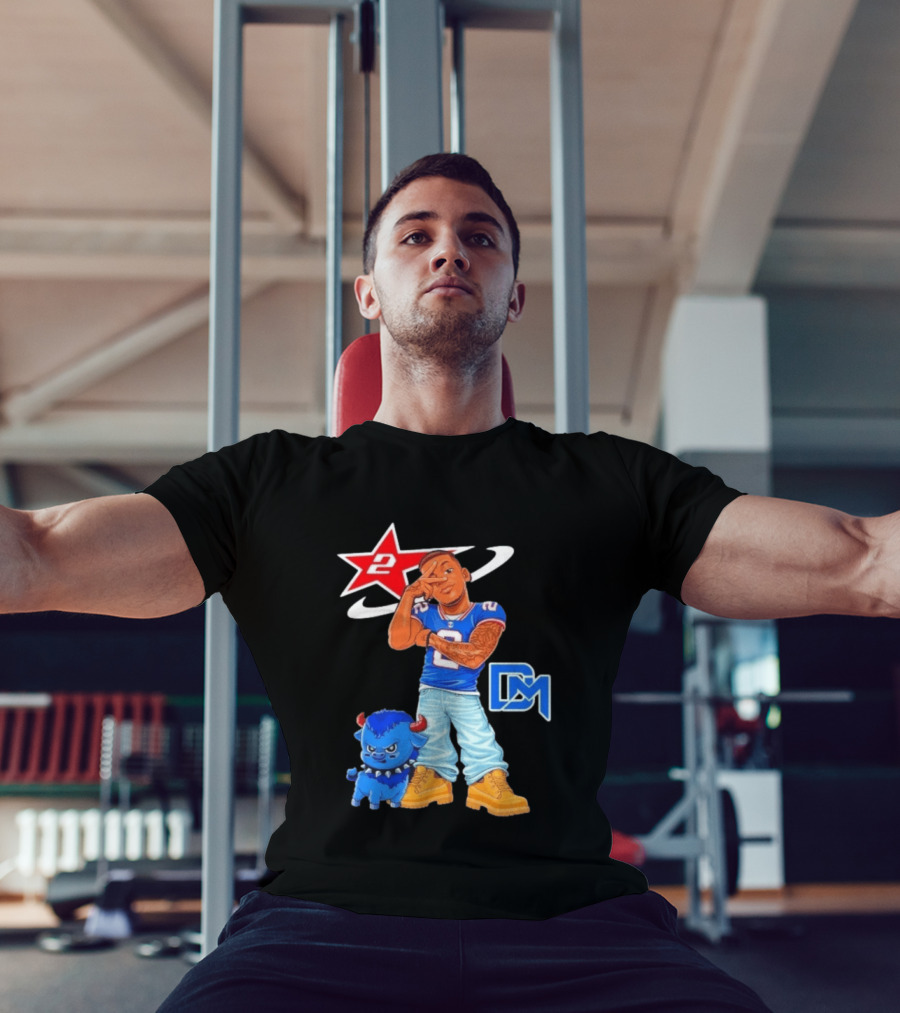 DJ Moore No 2 Buffalo Bills Cartoon Player With Buffalo And Red Star T-Shirt