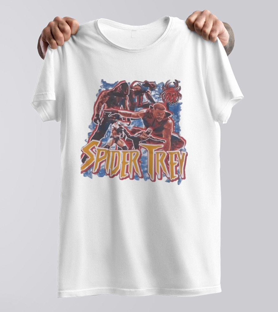 Spider Trey Wrestling Wrestler Sports Action Montage T-Shirt