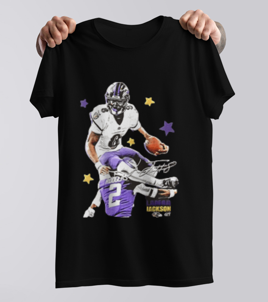 Lamar Jackson Baltimore Ravens Stars Rodgers 2 NFL T-Shirt