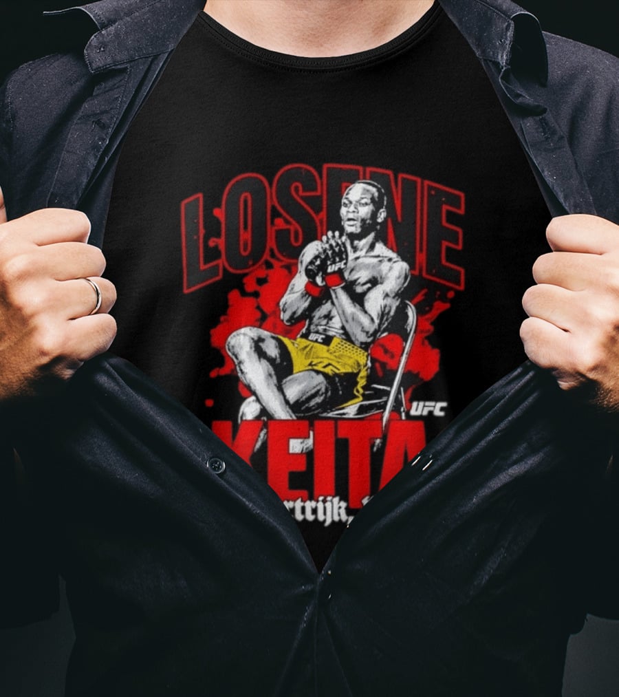 Losene Keita UFC Kortrijk Be MMA Fighter Pose In Bold Red And Yellow T-Shirt