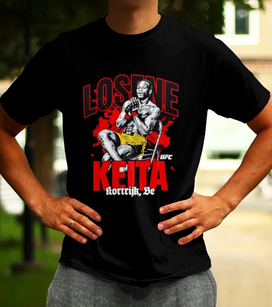 Losene Keita UFC Kortrijk Be MMA Fighter Pose In Bold Red And Yellow T-Shirt