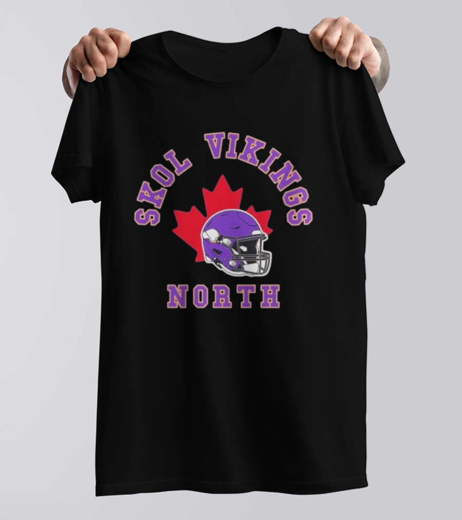 Skol Vikings North Canada 2026 Football Helmet Red Maple Leaf T-Shirt