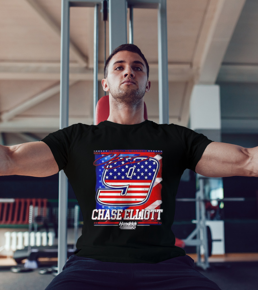 Chase Elliott 9 Hendrick Motorsports American Flag Racing T-Shirt