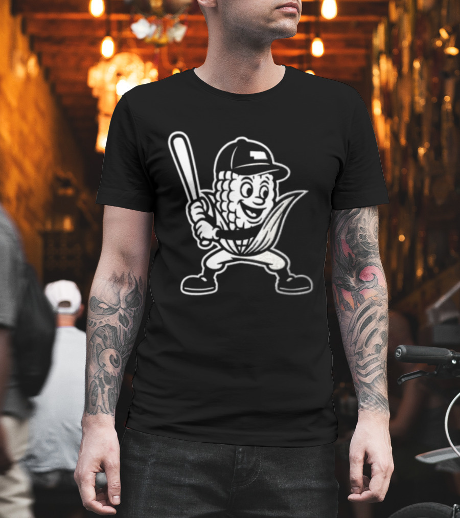 Cornhusker Nebraska Cornhuskers Baseball Mascot With Bat T-Shirt