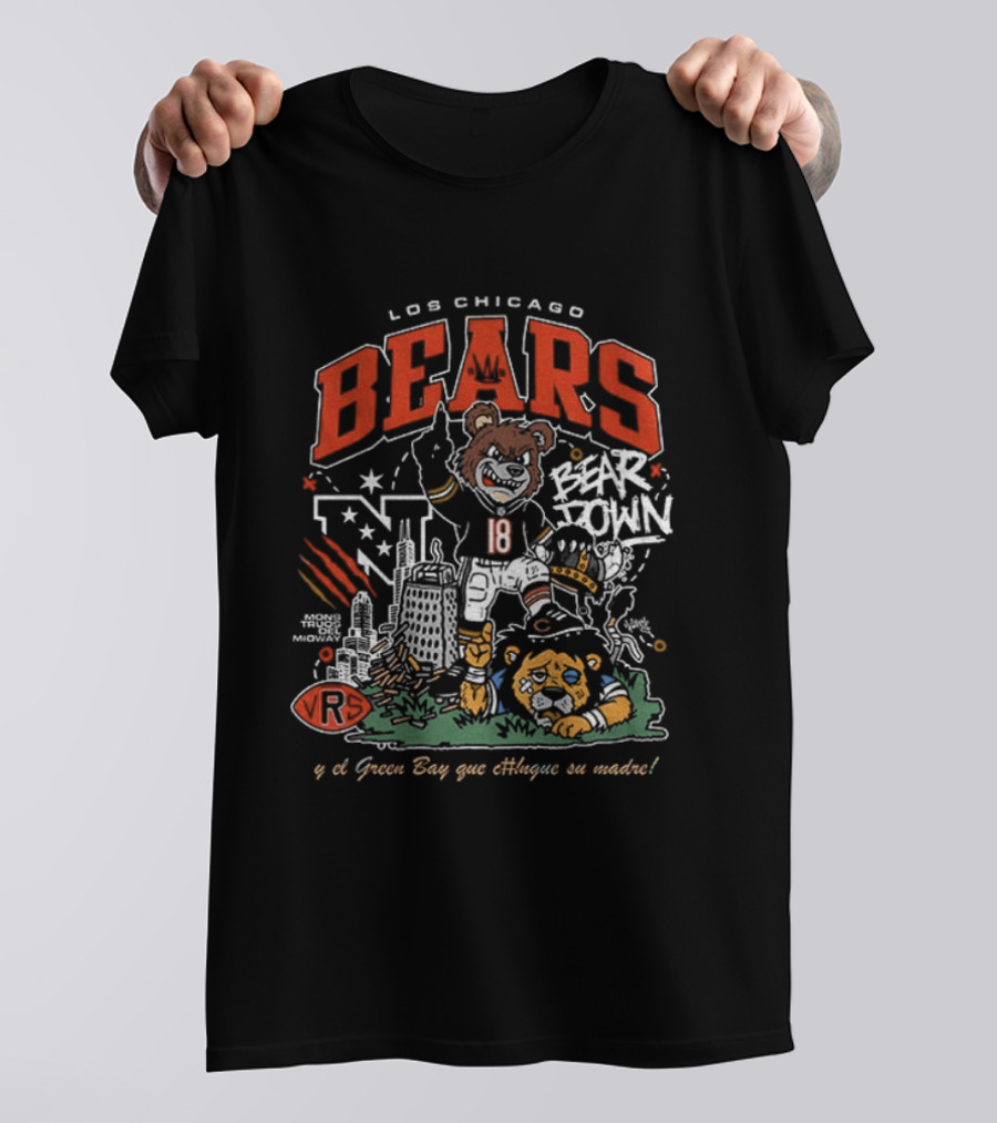 Los Chicago Bears Bear Down Beat Vikings Lions Green Bay Que Chinguen Su Madre T-Shirt