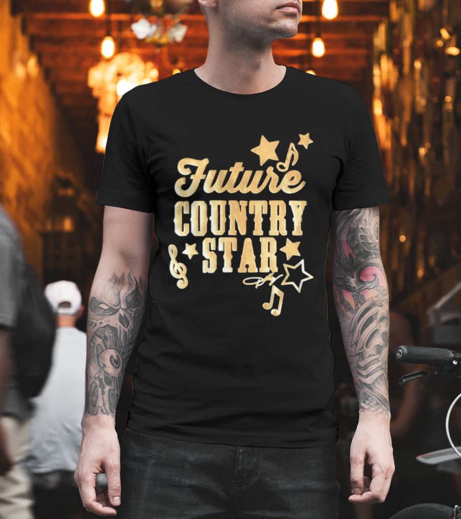 Future Country Star Musician Singer Golden Notes And Stars T-Shirt