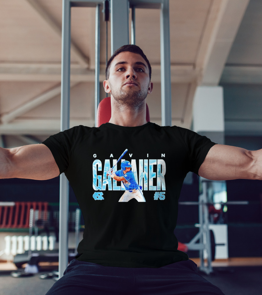 Gavin Gallaher #5 University Of North Carolina Tar Heels NCAA Baseball Player T-Shirt