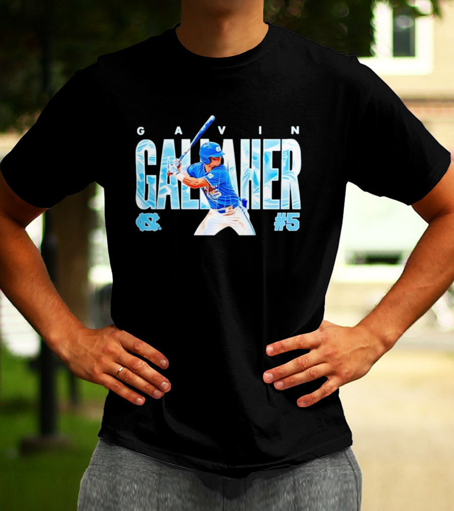 Gavin Gallaher #5 University Of North Carolina Tar Heels NCAA Baseball Player T-Shirt