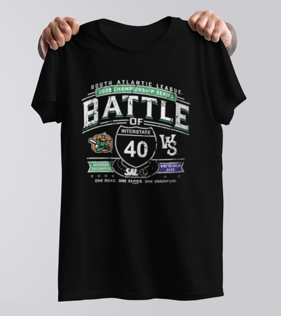 North Atlantic League 2026 Championship Series Battle Of Interstate 40 Greensboro Grasshoppers Winston Salem Dash T-Shirt