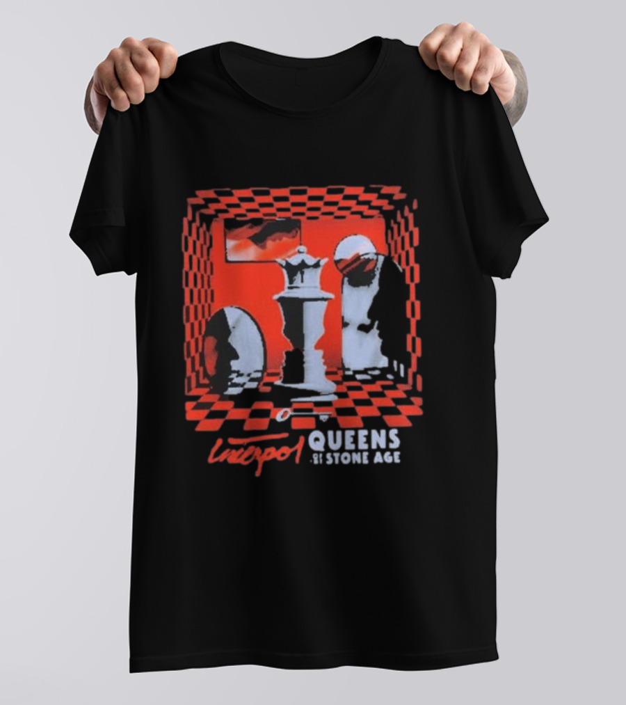 Interpol Gig At Estadio Ciudad De Los Deportes Mexico March 6 2027 Featuring Queens Of The Stone Age Chess Visuals T-Shirt