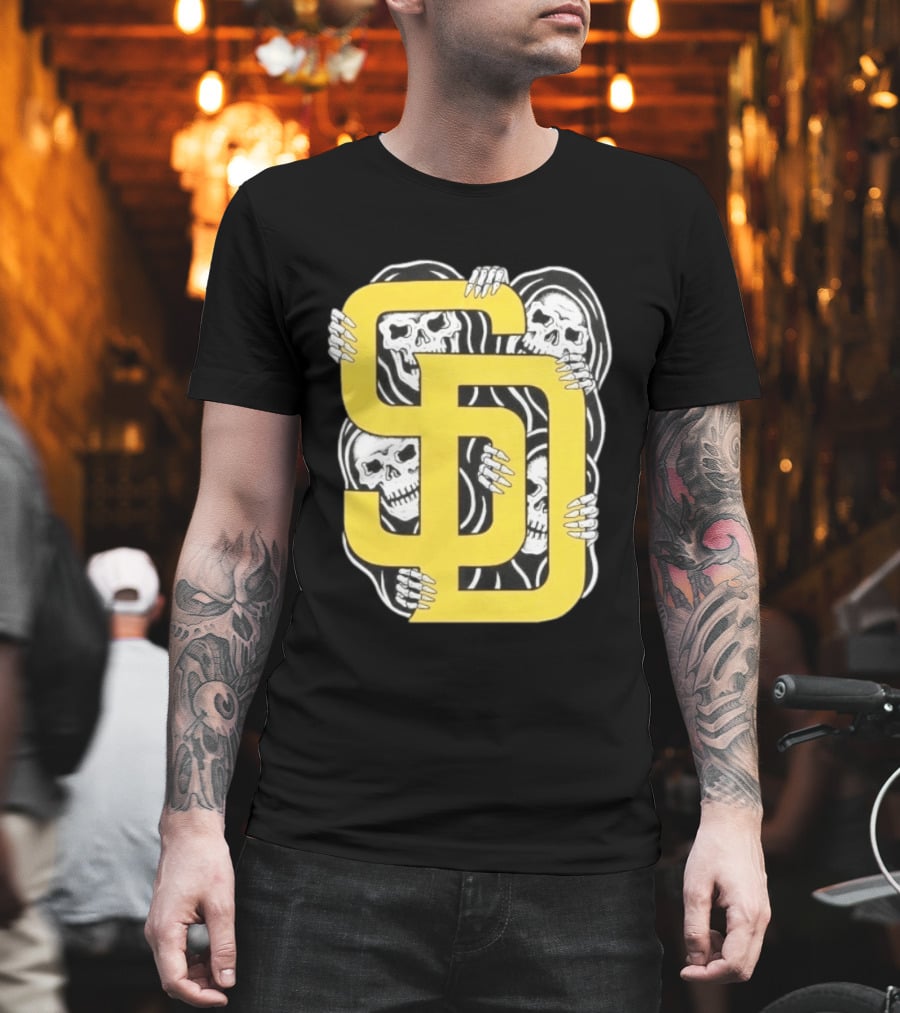 San Diego Padres SD Yellow Grim Reaper Skeletons T-Shirt