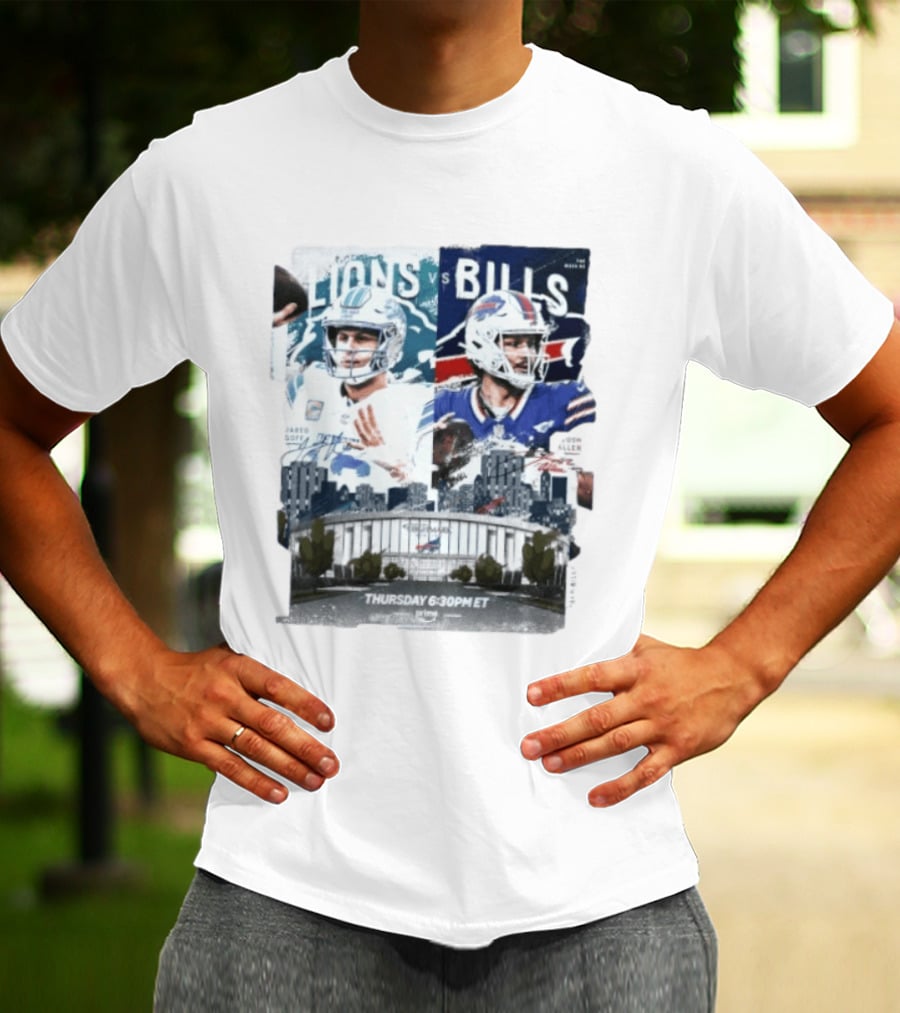 Jared Goff Detroit Lions Vs Josh Allen Buffalo Bills Thursday Night Football Week 02 6:30 PM ET T-Shirt
