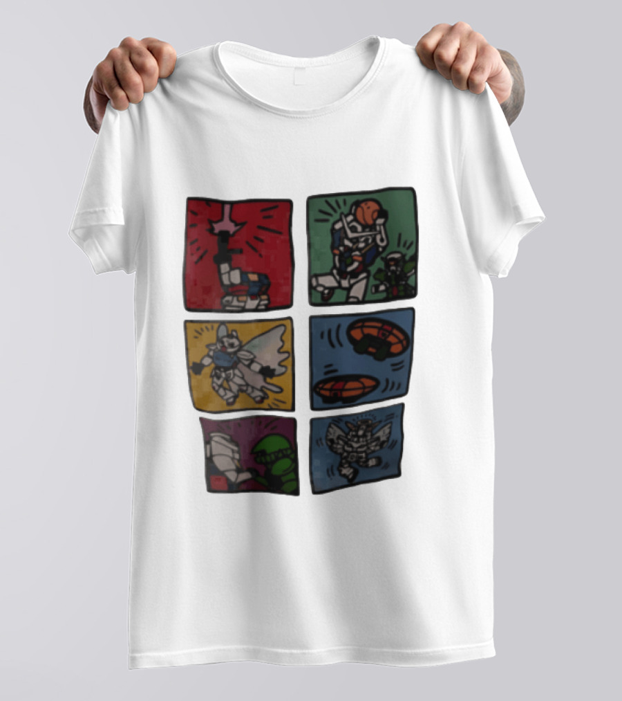 Keith Haring Japanese Mecha Robot Comic Panels Pop Cartoon T-Shirt