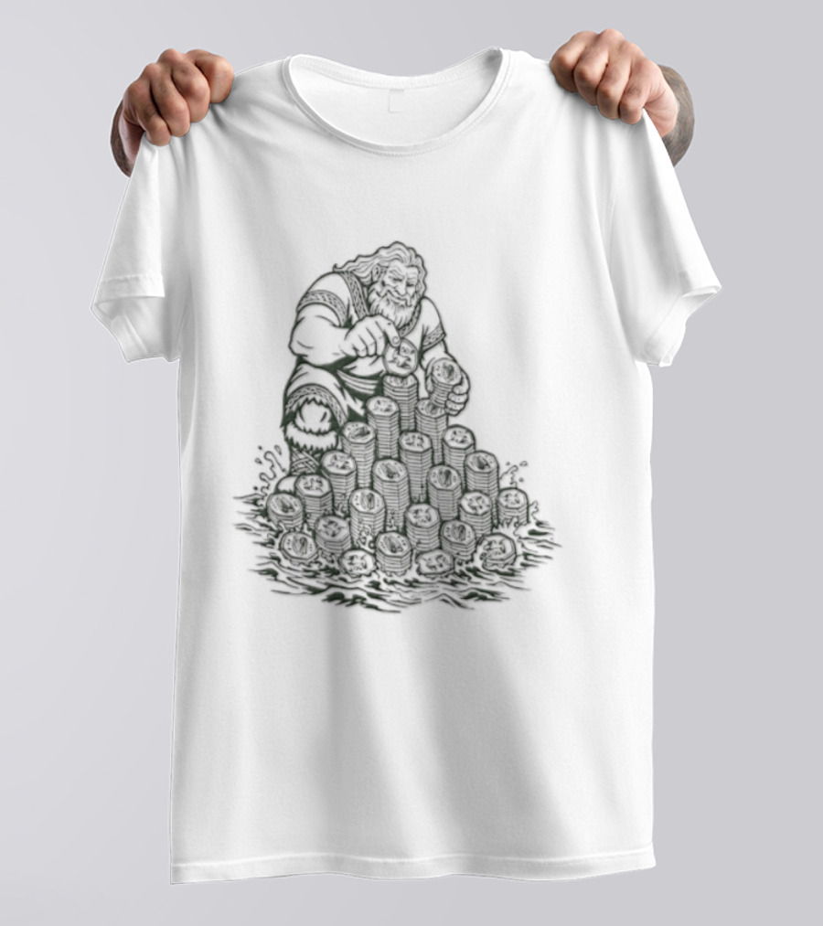 Dagda Irish Mythology Deity With Ireland 50p Coins Currency T-Shirt