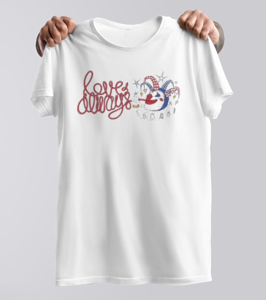 Love Always Jester Clown Circus Star Hearts T-Shirt