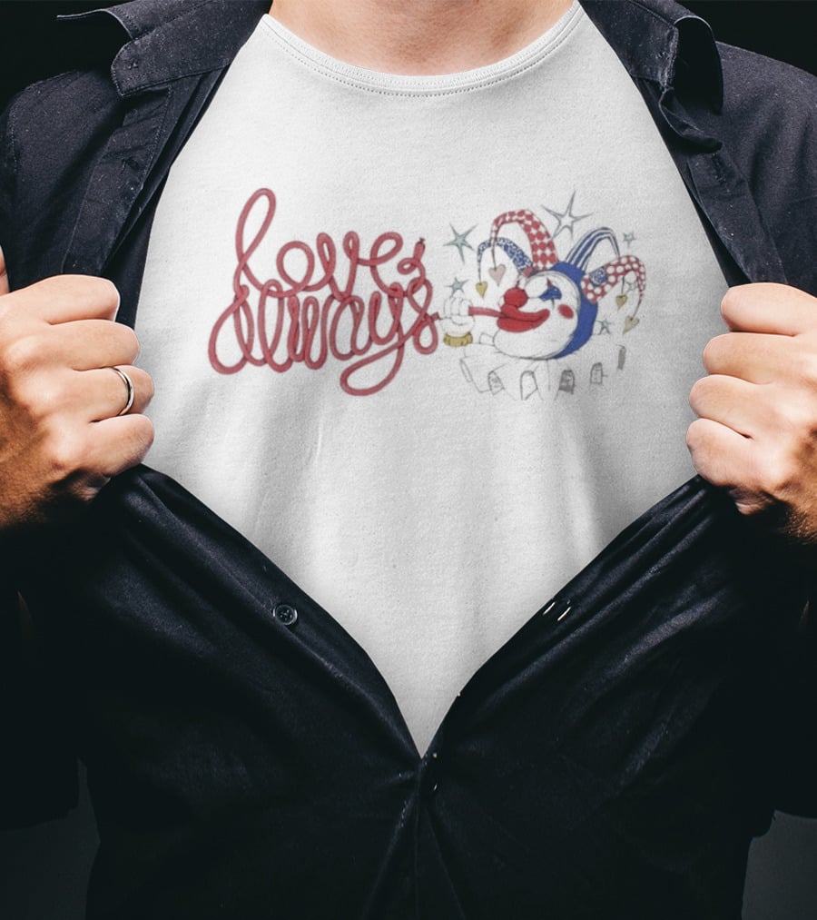 Love Always Jester Clown Circus Star Hearts T-Shirt