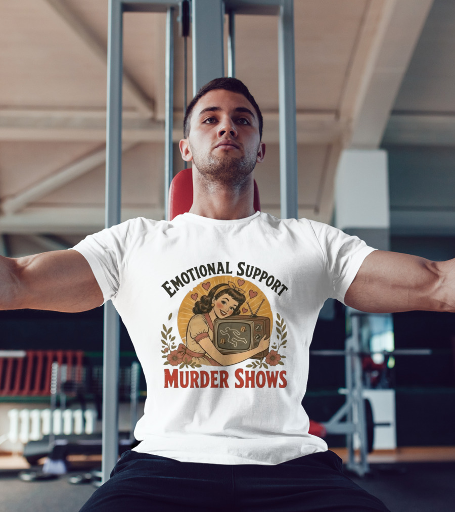 Emotional Support Murder Shows Vintage Pin Up TV Crime Scene T-Shirt