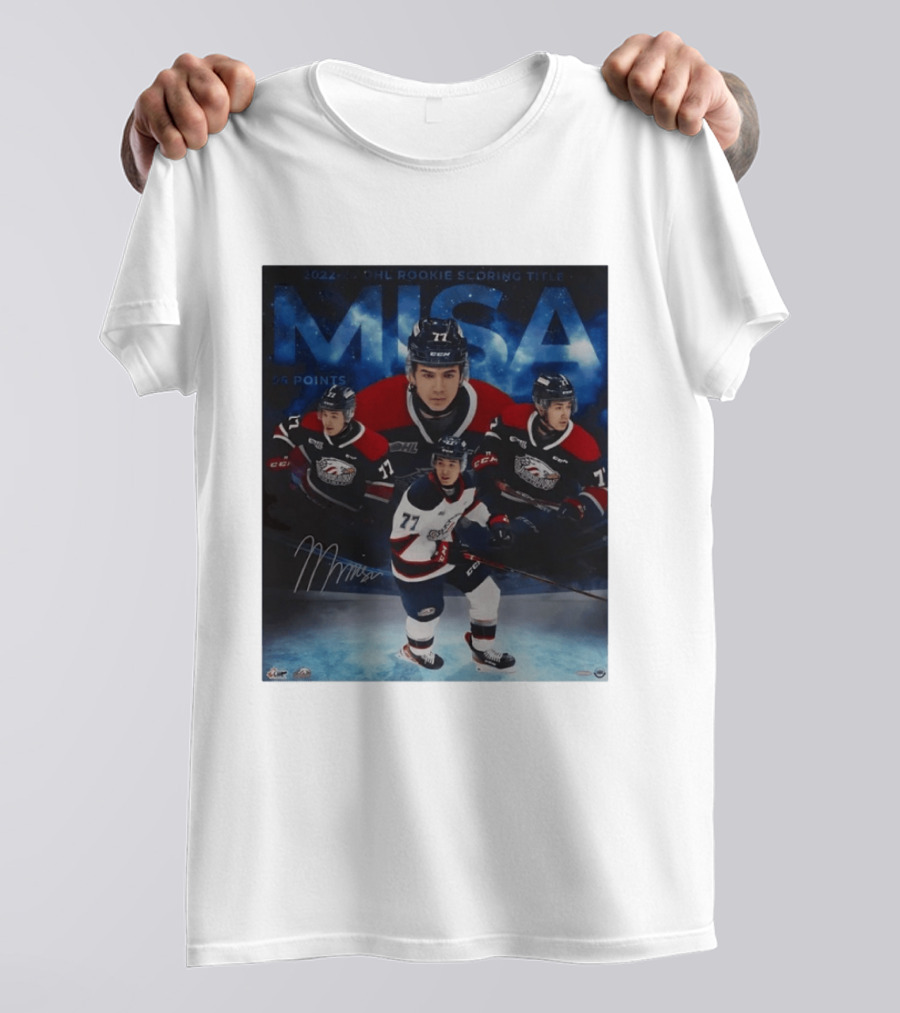 Michael Misa Saginaw Spirit 2022 23 OHL Rookie 56 Points T-Shirt