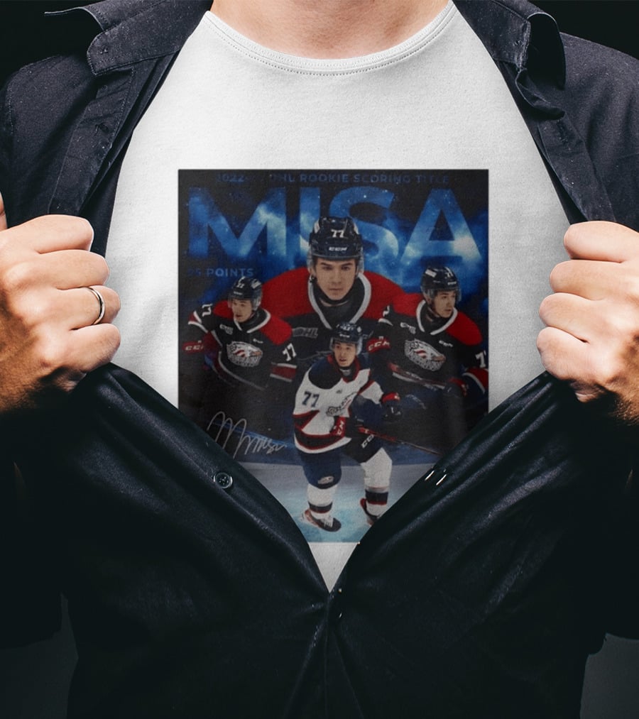 Michael Misa Saginaw Spirit 2022 23 OHL Rookie 56 Points T-Shirt