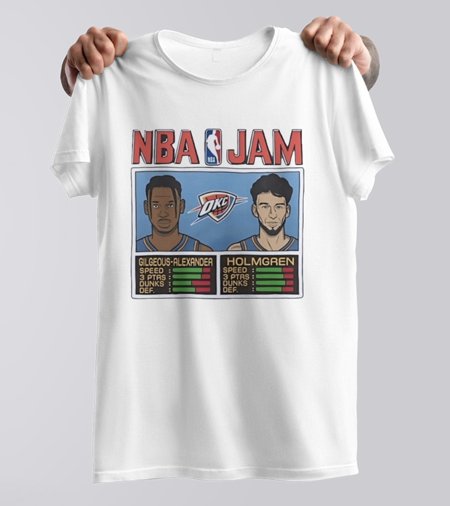 NBA Jam Shai Gilgeous Alexander Chet Holmgren OKC Thunder Stats T-Shirt
