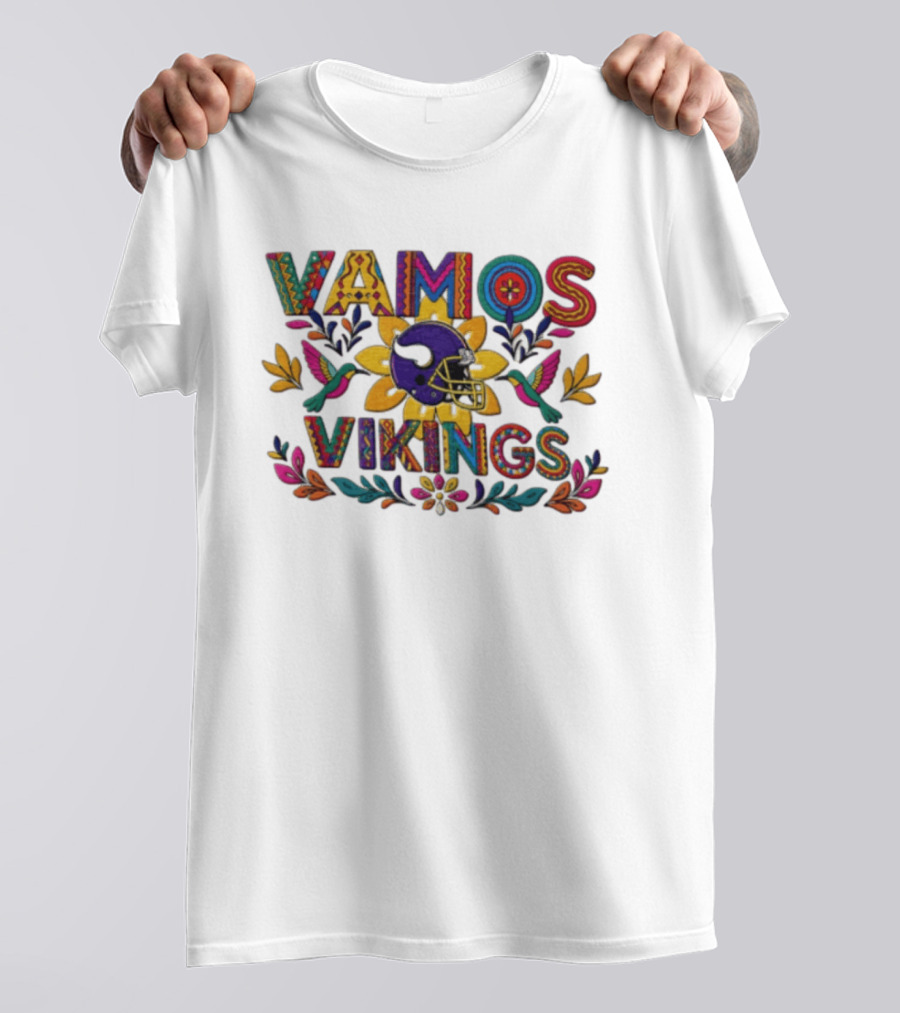 Minnesota Vikings Vamos Alebrije Football Helmet Floral T-Shirt