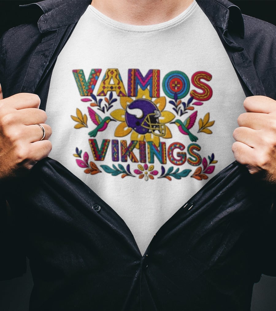 Minnesota Vikings Vamos Alebrije Football Helmet Floral T-Shirt