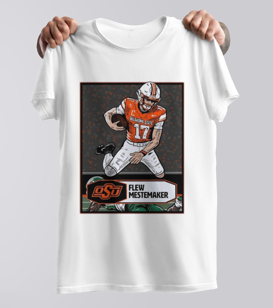 Oklahoma State Cowboys Flew Mestemaker 17 College Football Player Card T-Shirt