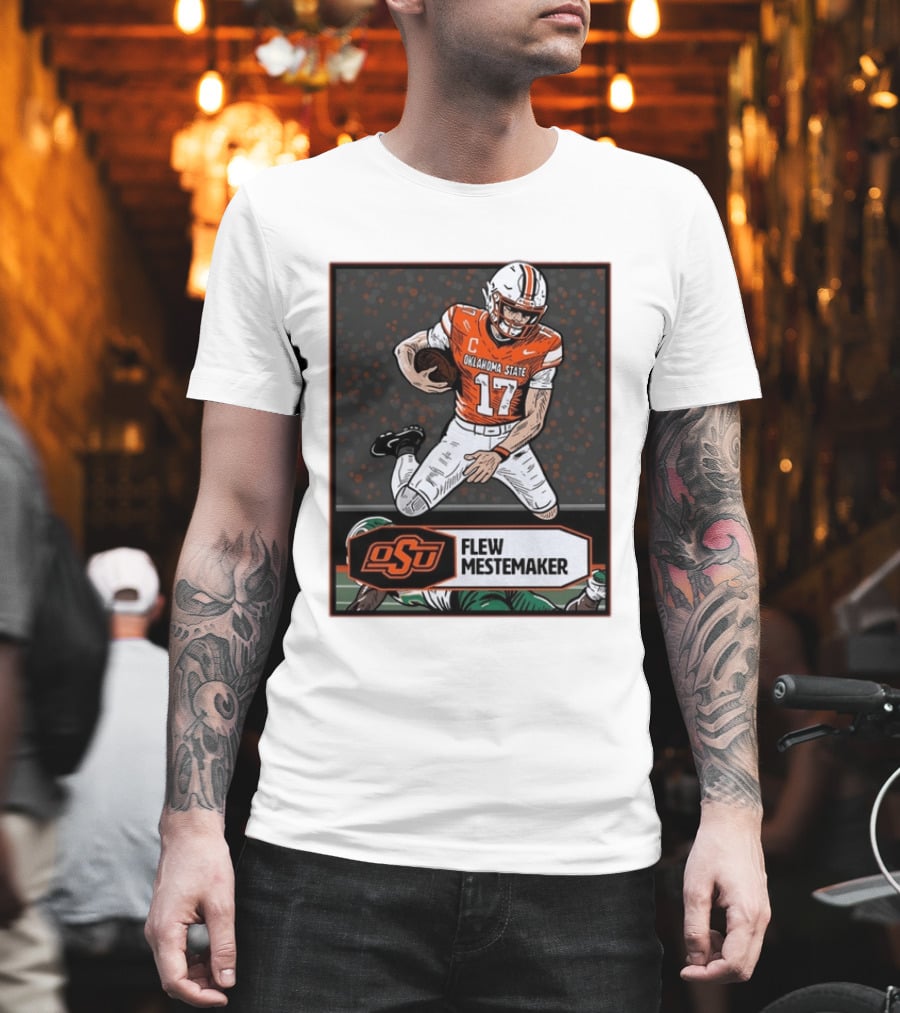 Oklahoma State Cowboys Flew Mestemaker 17 College Football Player Card T-Shirt