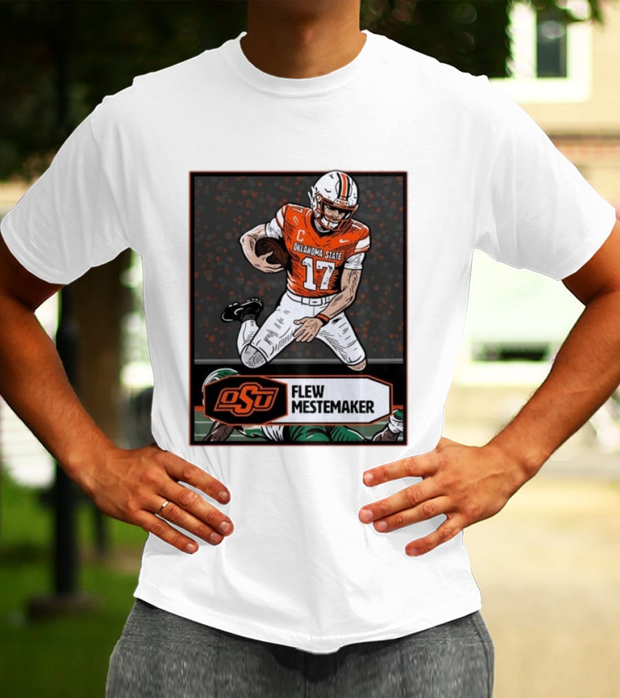 Oklahoma State Cowboys Flew Mestemaker 17 College Football Player Card T-Shirt
