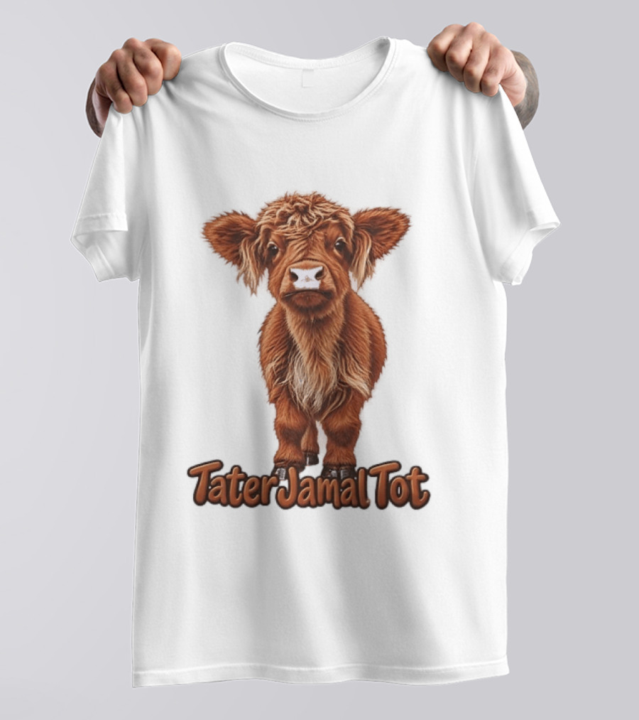 TaterJamal Tot Highland Cow Farm Animal Cute Brown Calf T-Shirt
