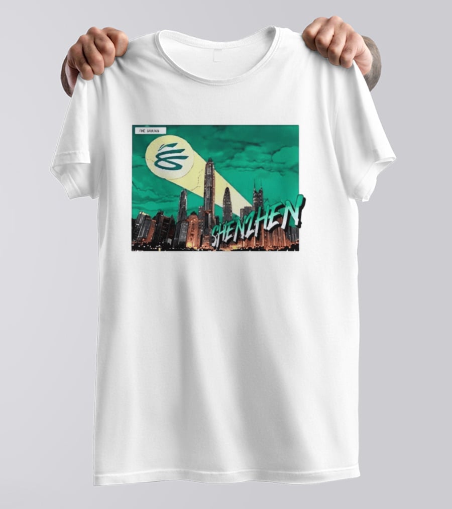 Shenzhen City Skyline With Illuminated Beacon And Clouds T-Shirt