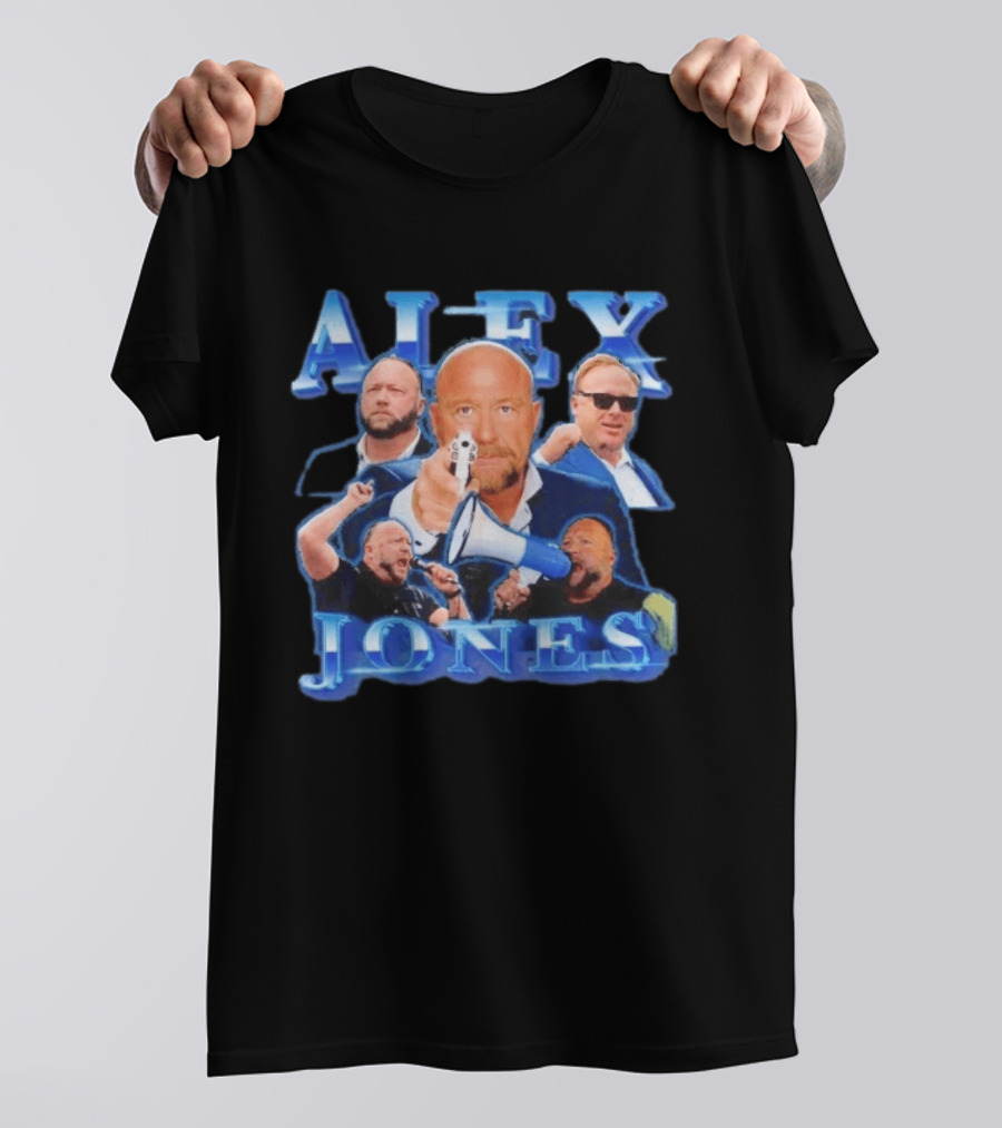 Alex Jones Collage InfoWars Media Personality Megaphone Images T-Shirt