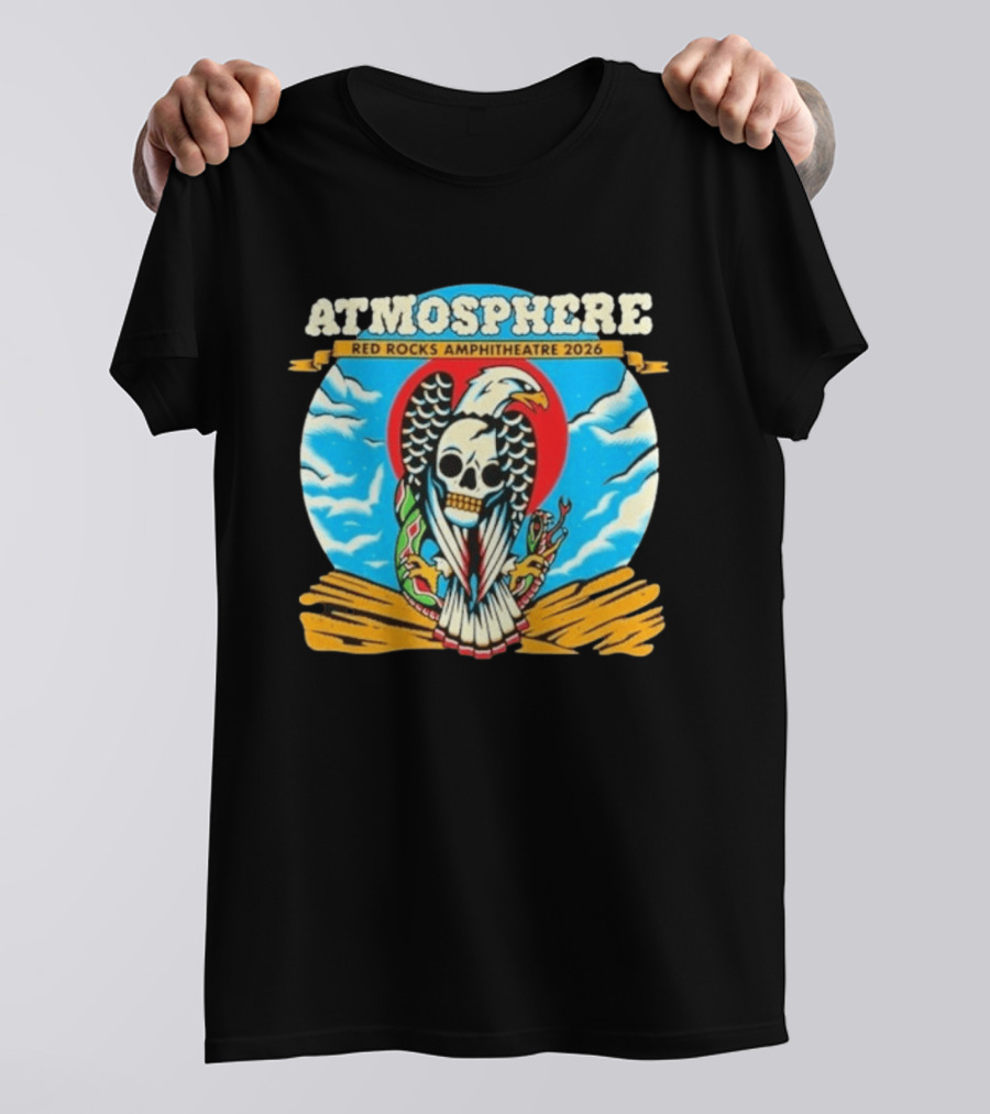 Atmosphere Red Rocks Amphitheatre 2026 Eagle Skull Clouds T-Shirt