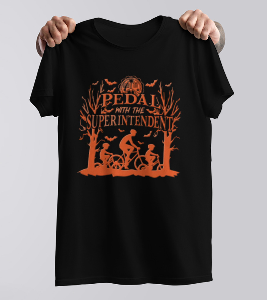 Brownsville Independent School District Pedal With The Superintendent Cycling Event Trees And Bats T-Shirt