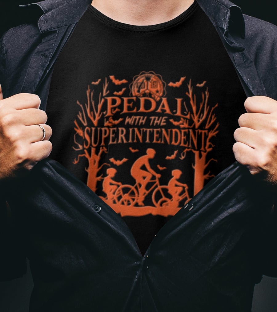 Brownsville Independent School District Pedal With The Superintendent Cycling Event Trees And Bats T-Shirt