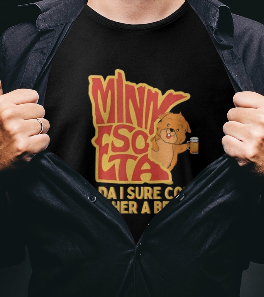 Minnesota Uff Da I Sure Could Gopher A Beer With Cute Gopher Holding Beer T-Shirt