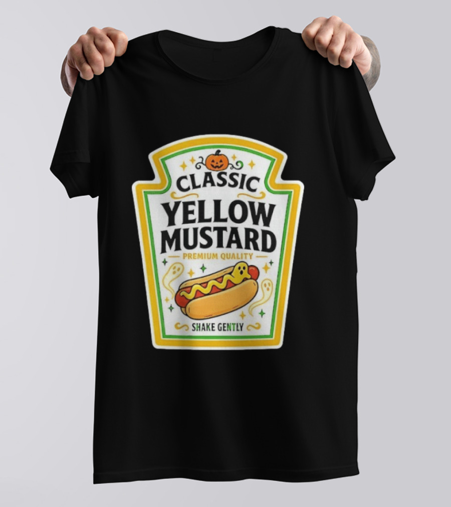 Classic Yellow Mustard Premium Quality Halloween Hot Dog Shake Gently T-Shirt