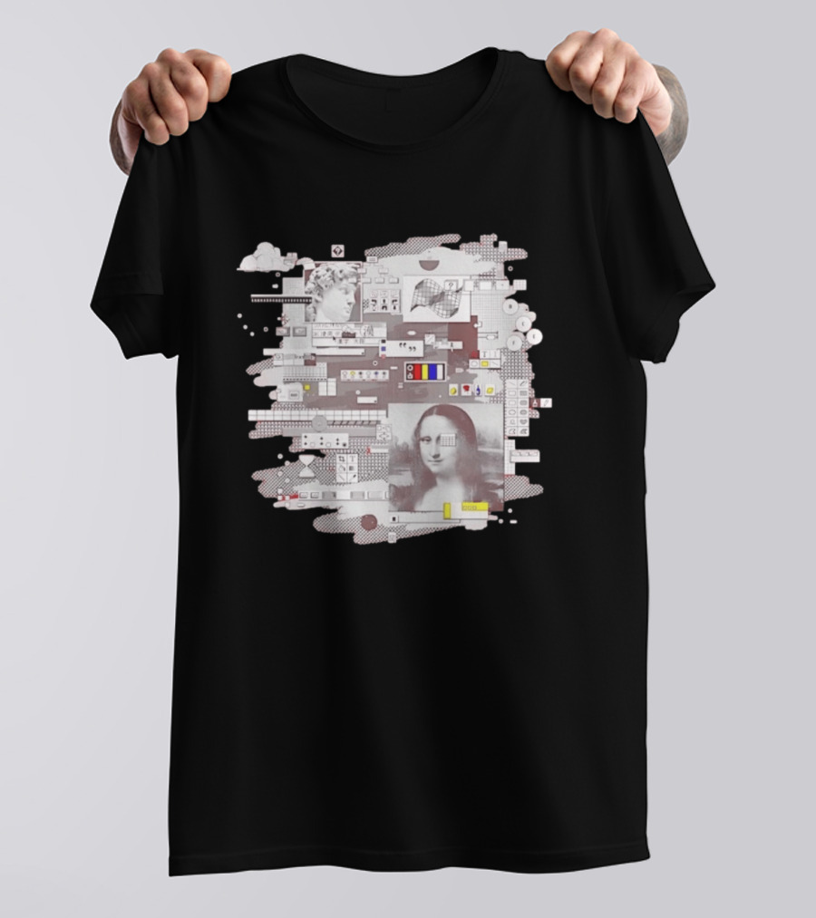 Mona Lisa Michelangelo David Digital Collage T-Shirt