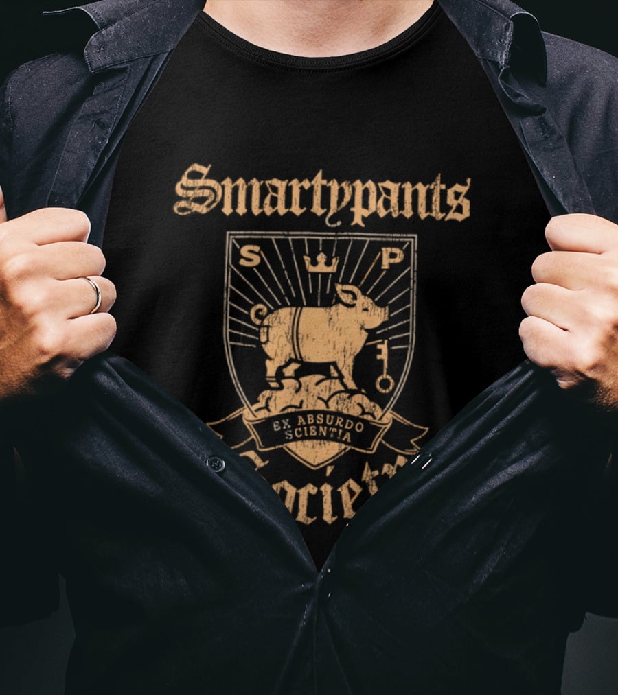 Smartypants Society Ex Absurdo Scientia Distressed Pig Crest T-Shirt