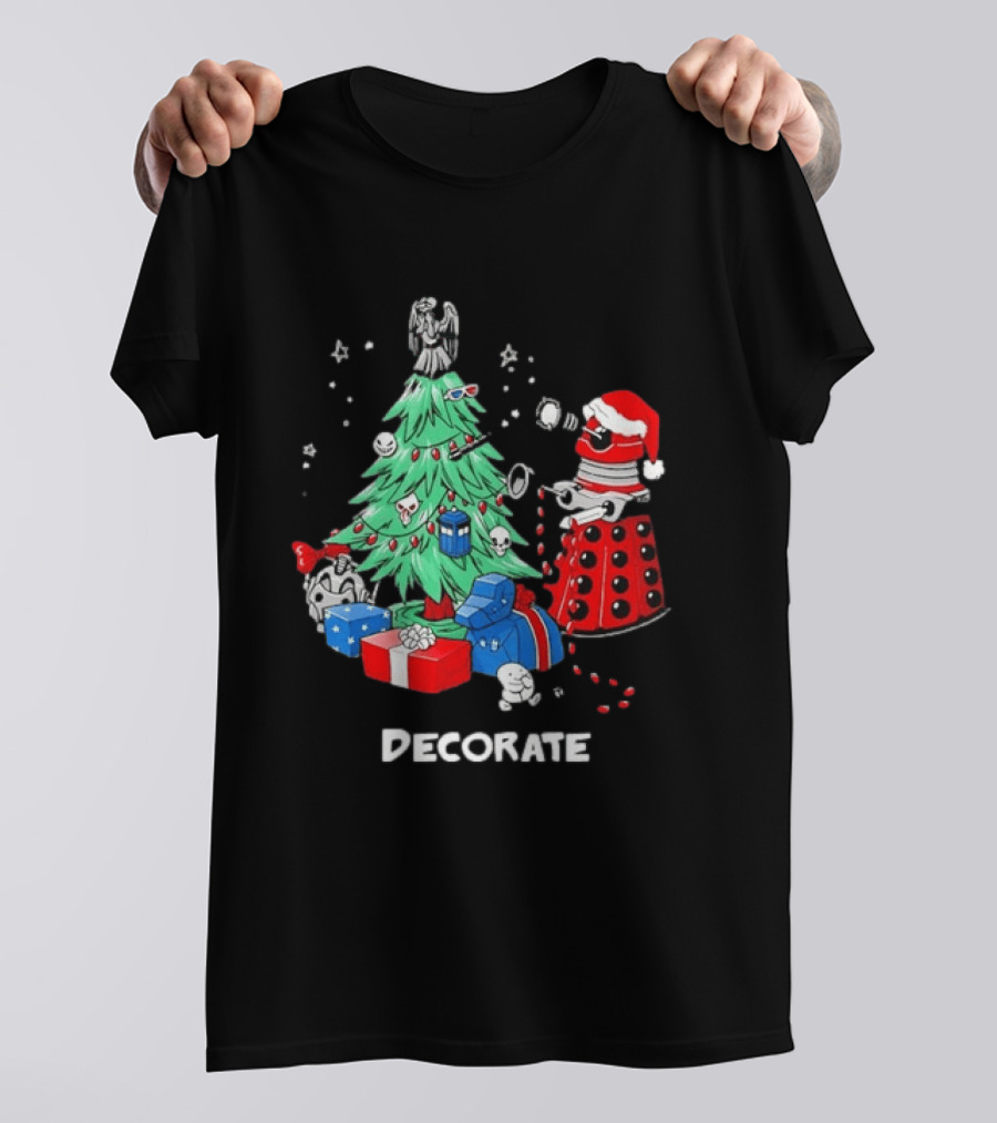 Doctor Who Dalek Christmas Tree Decorate Scene T-Shirt