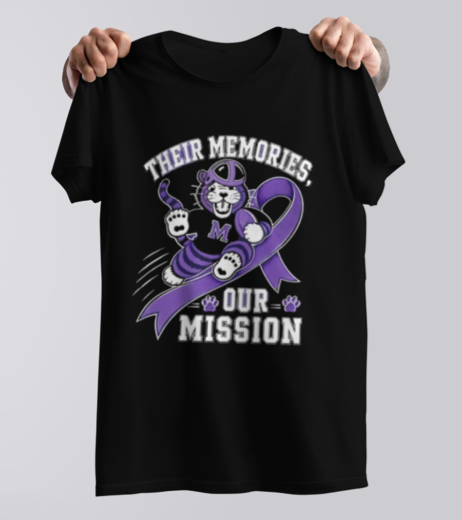 Their Memories Our Mission Purple Football Helmet Ribbon M Tiger Paw T-Shirt