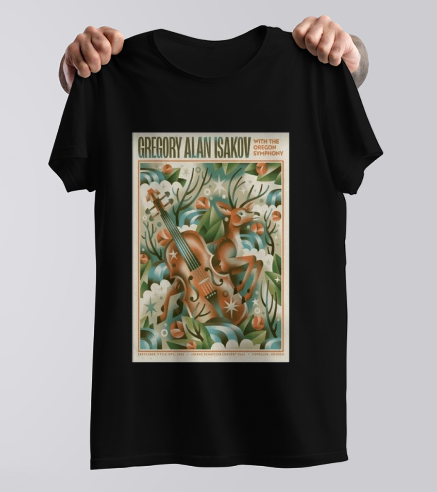 Gregory Alan Isakov With The Oregon Symphony Portland September 17 18 2026 Concert Deer And Violin T-Shirt