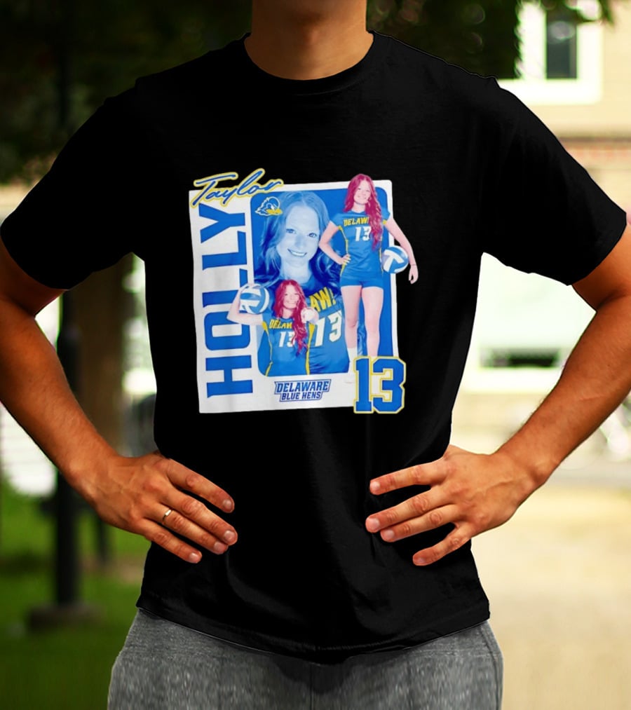 Holly Taylor Delaware Blue Hens Number 13 Volleyball T-Shirt