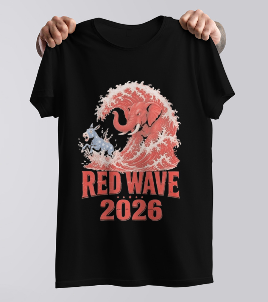 Red Wave 2026 Republican Elephant Vs Donkey Political T-Shirt