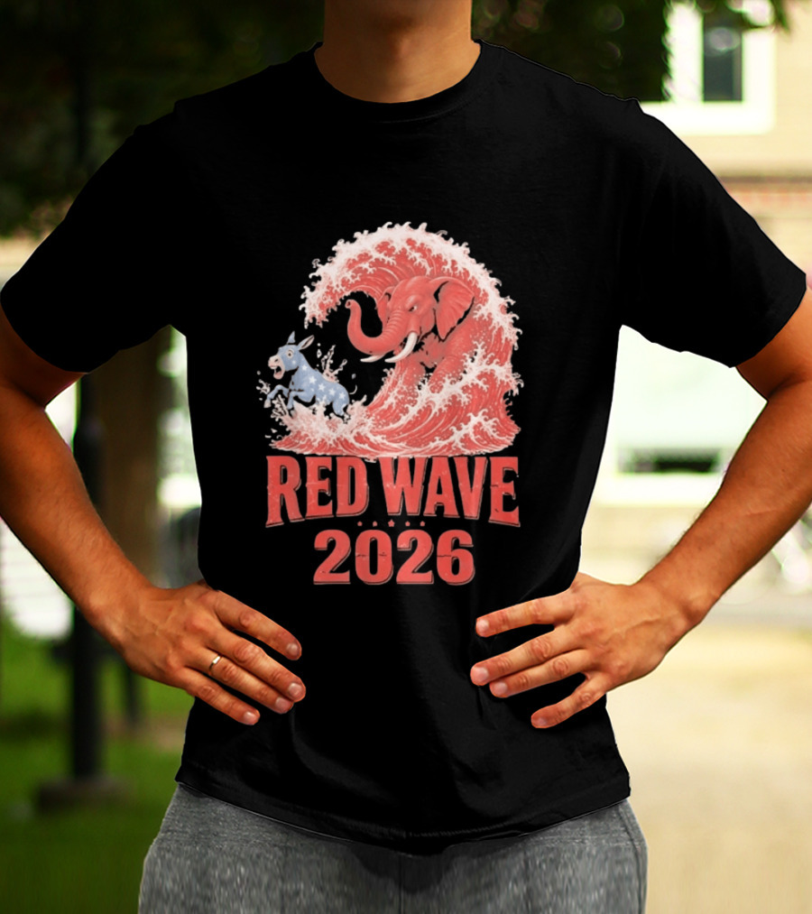 Red Wave 2026 Republican Elephant Vs Donkey Political T-Shirt