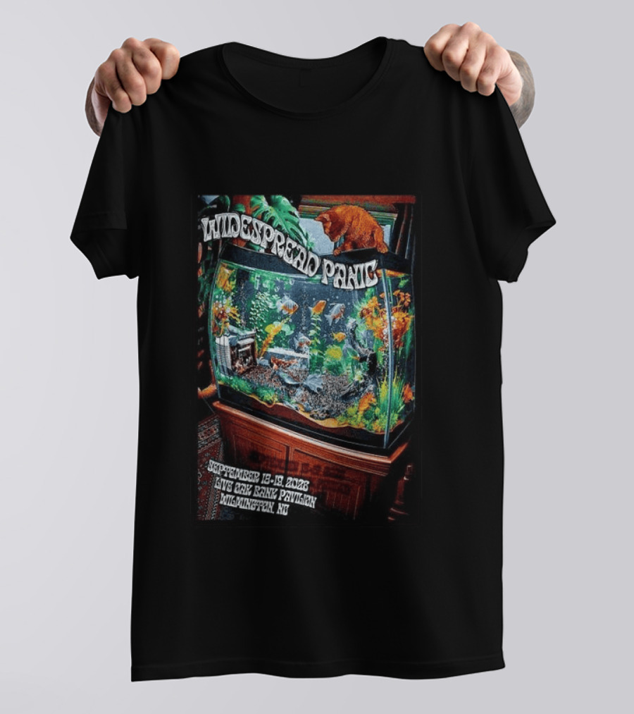 Widespread Panic Live Oak Bank Pavilion Sept 18 19 2026 Wilmington Tour Fish Tank Cat T-Shirt